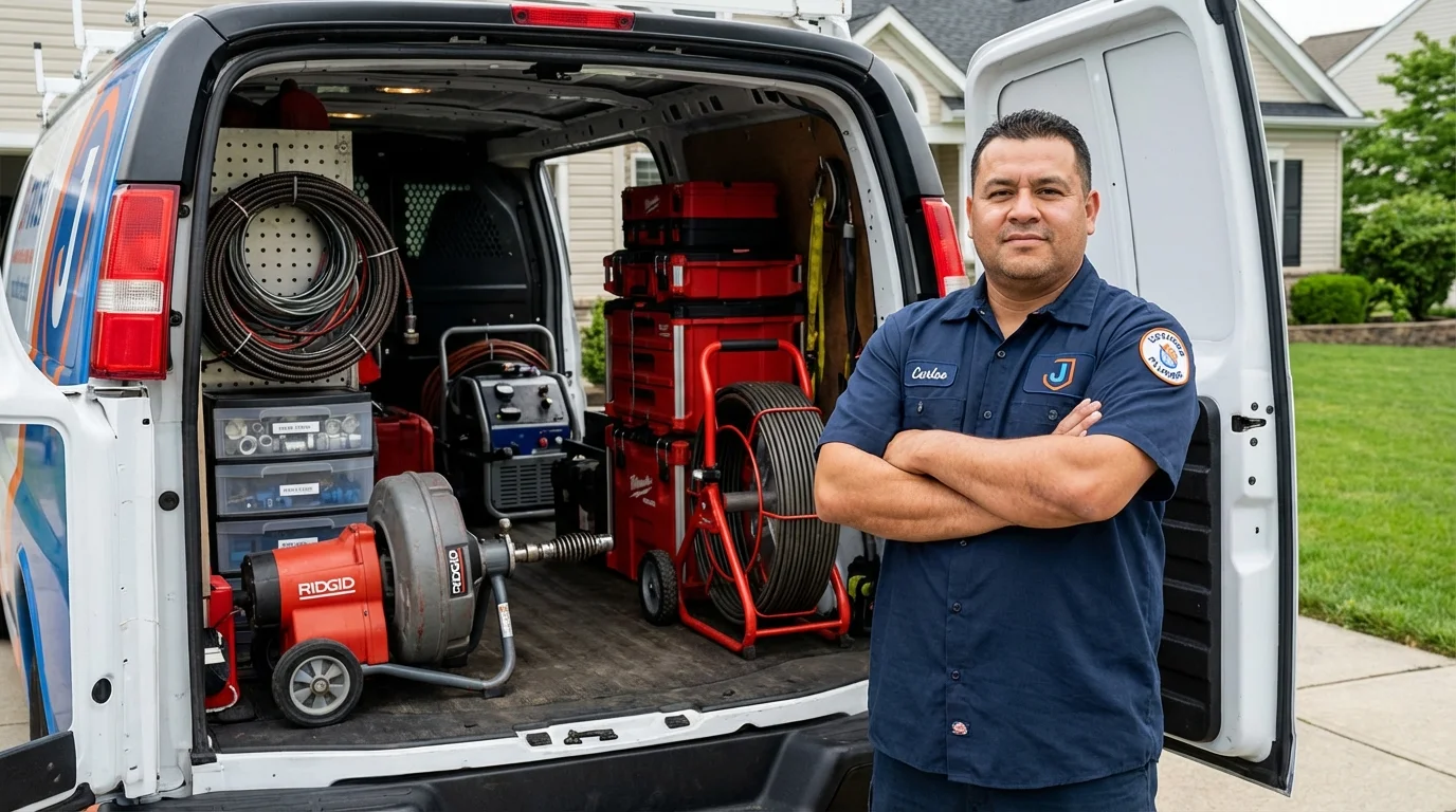 Professional drain cleaning equipment and Johns Plumbing LLC plumber in Marcus